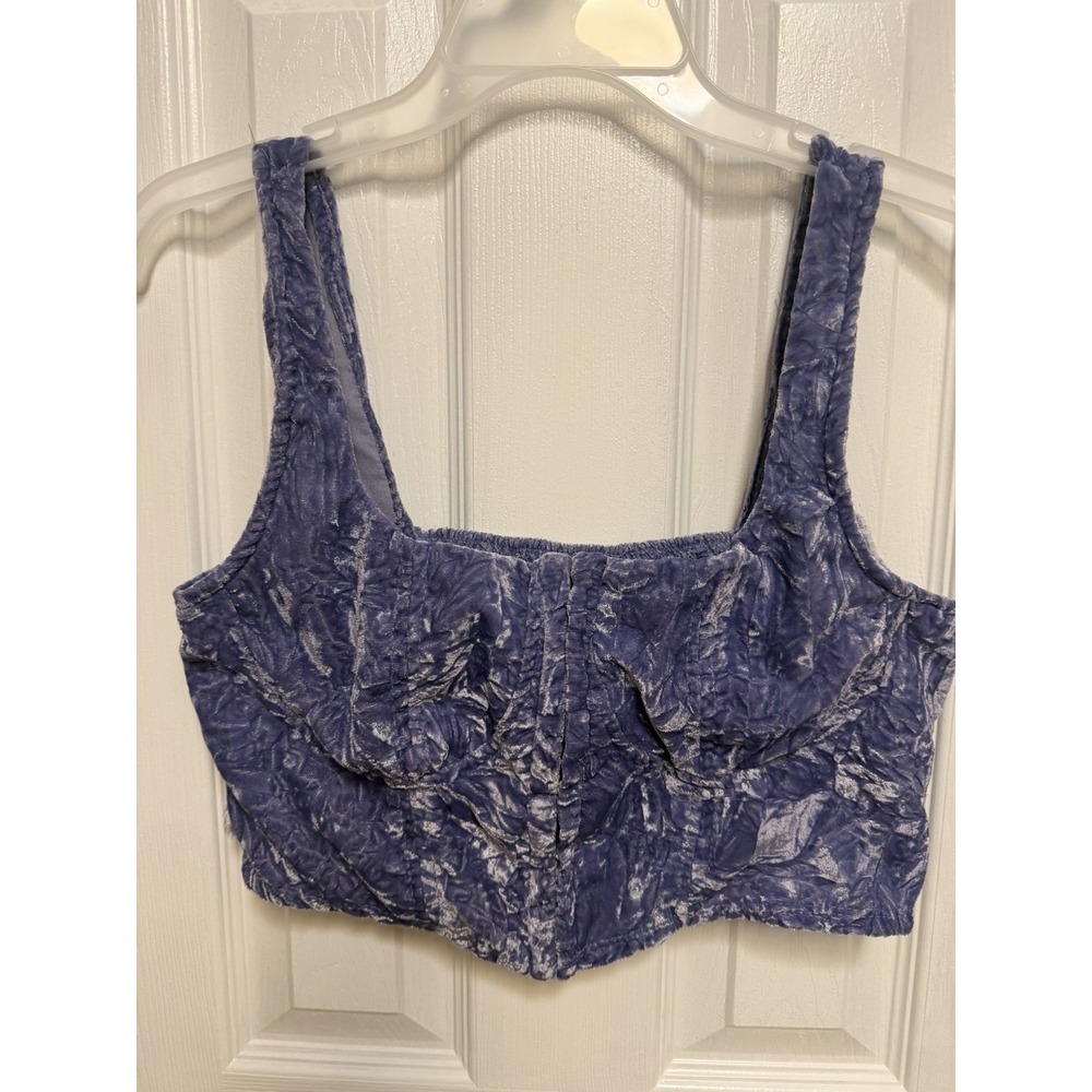 Purple Crushed‎ Velvet Corset Crop Top Bustier Y2K Whimsigoth Wild Fable M